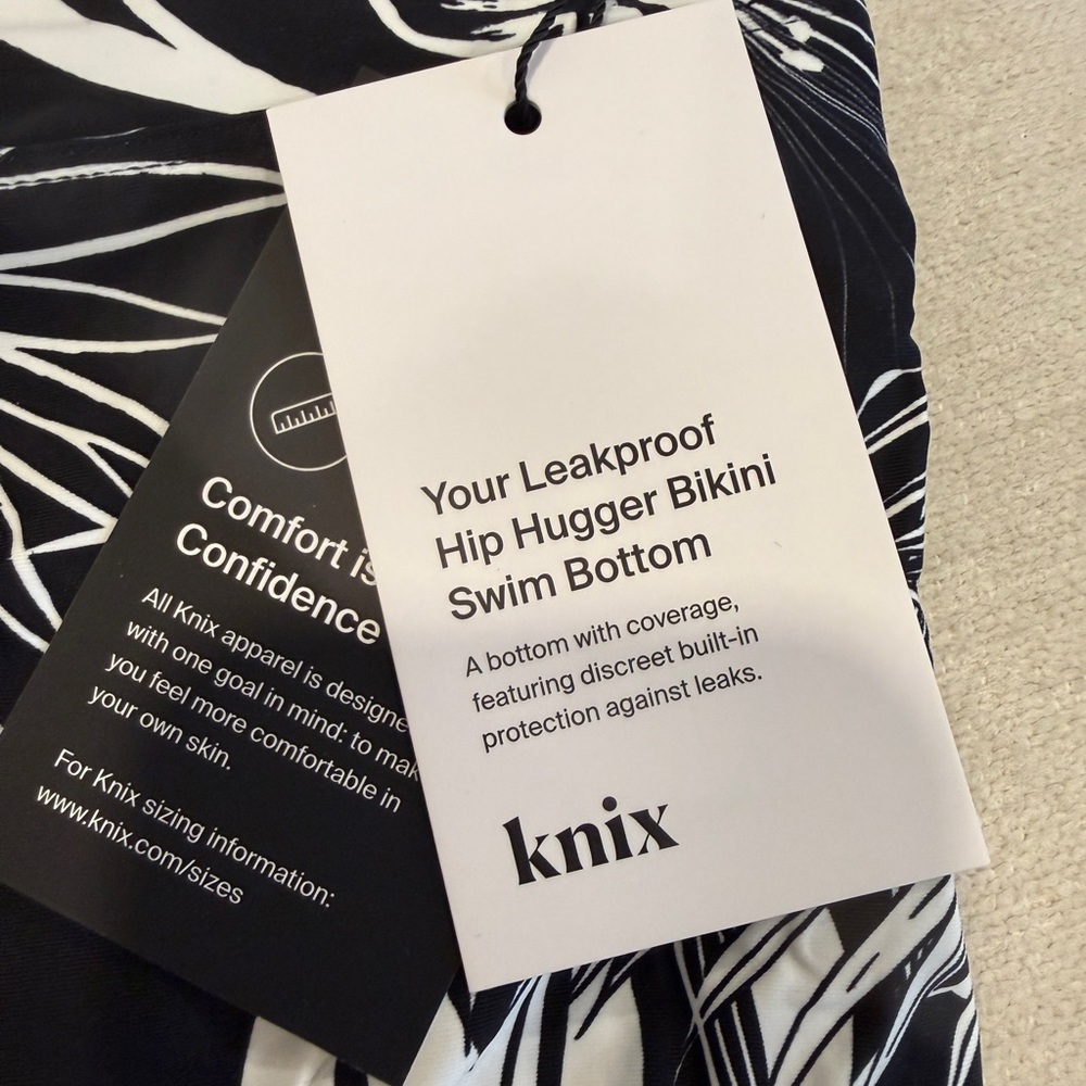 Knix Leakproof Hip Hugger Bikini Swim Bottom - Black and White - Picture 3 of 6